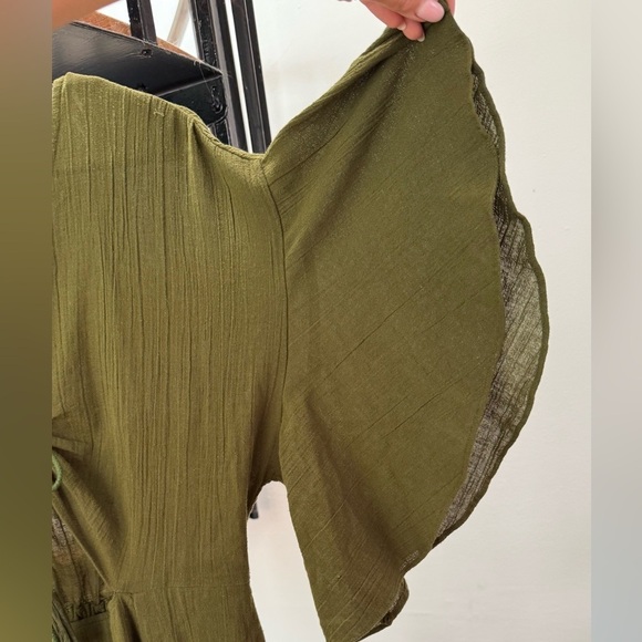 Free people flutter sleeves olive green dress size M - Picture 4 of 9